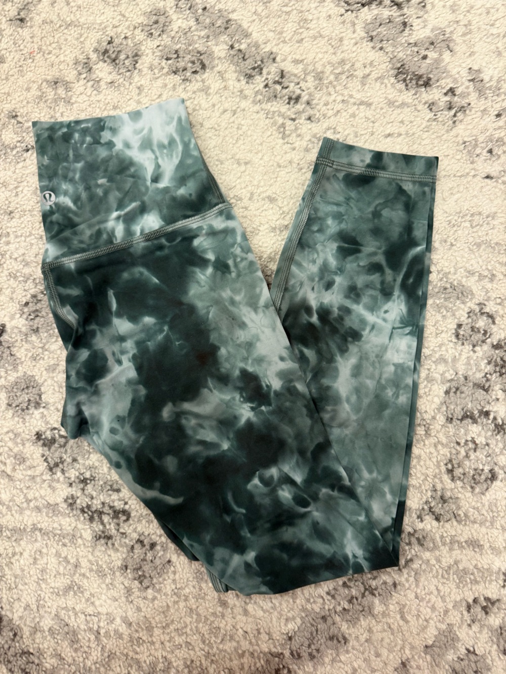 lululemon athletica Green Marble Tie-Dye Leggings